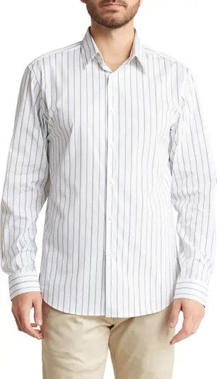Irving Wealth Stripe Long Sleeve Button-Up Shirt