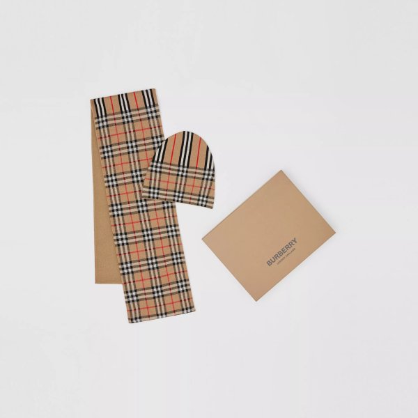 Vintage Check and Icon Stripe Wool Two-piece Gift Set