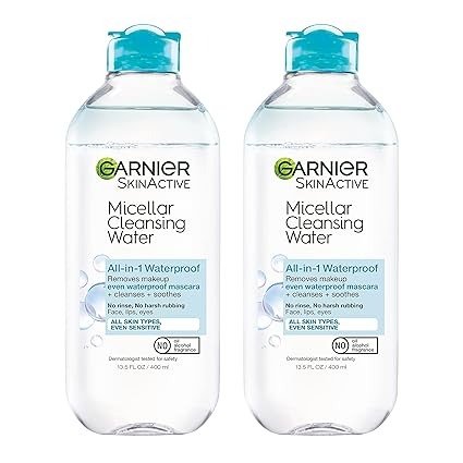 SkinActive Micellar Cleansing Water, For Waterproof Makeup, 13.5 Ounce (Pack of 2)