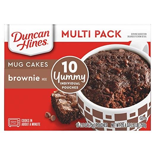 Duncan Hines Perfect Size for 1 Brownie Mix, Ready in About a Minute, Chocolate Brownie, 10 Individual Pouches, 2.6 Ounce (Pack of 10)