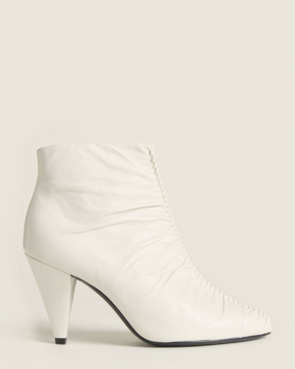 White Twisted Leather Ankle Booties