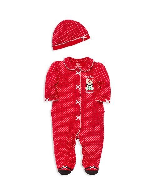 Boys' My First Christmas Dotted Bear Footie & Hat Set - Baby