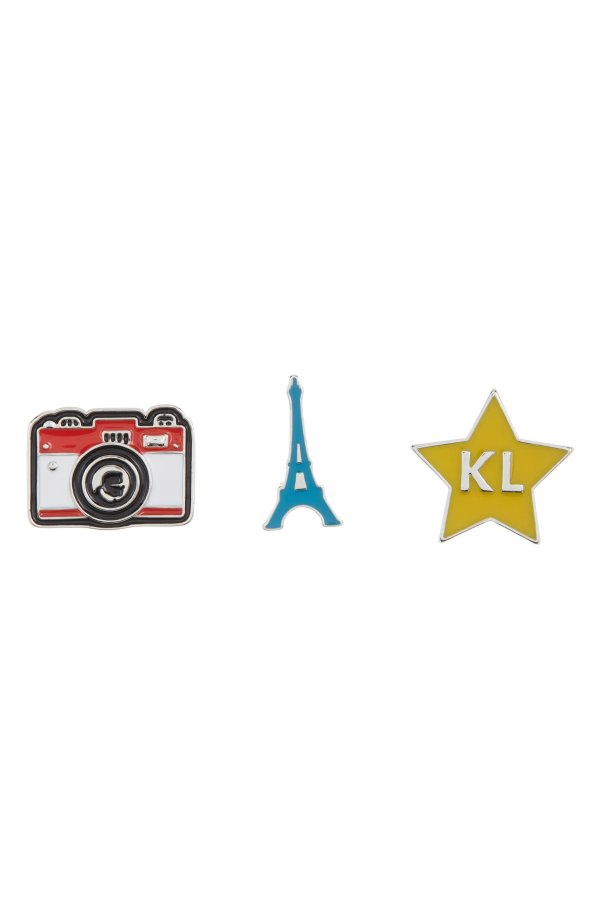 Set of 3 Logo Star, Eiffel Tower & Camera Pins