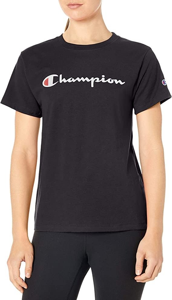 Champion 女款大码运动T恤 黑色百搭款