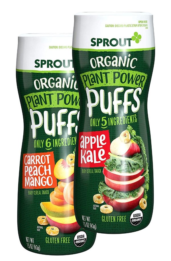 Organic Quinoa Puffs Baby Snacks, Variety Pack, 1.5 Ounce Canister (Pack of 6) 3 of Each: Carrot Mango & Apple Kale