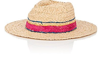 Stitched-Band Raffia Hat