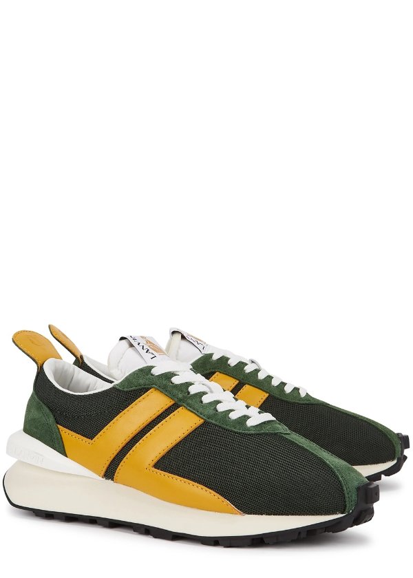Bumper green panelled mesh sneakers