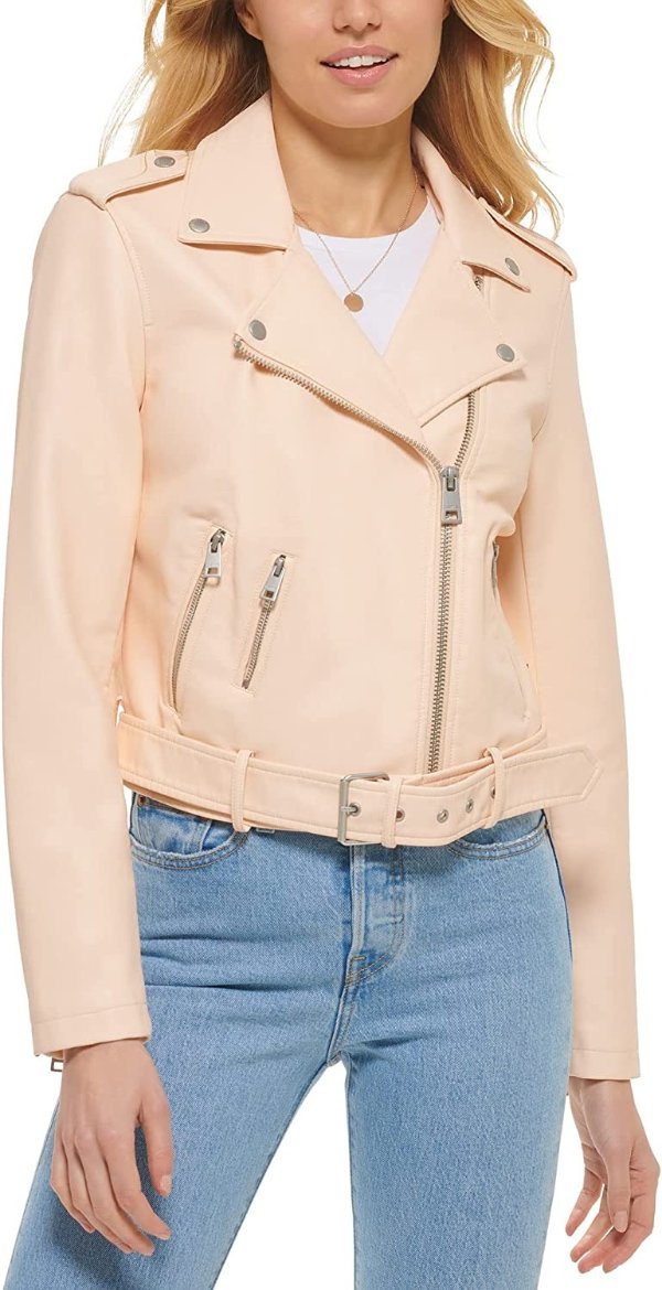 Levi's Women's Faux Leather Belted Motorcycle Jacket (Standard and Plus Sizes)