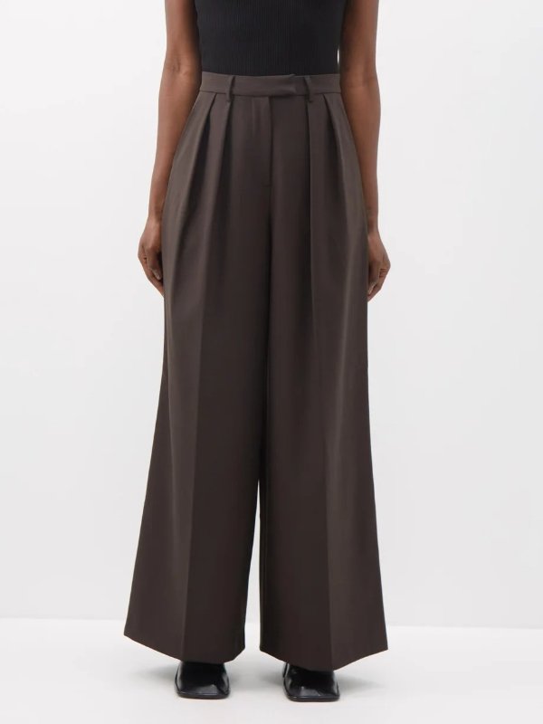 Varda wool-blend wide-leg tailored trousers | The Frankie Shop