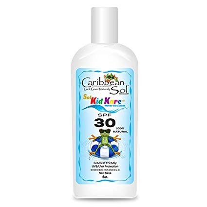 Caribbean Sol Kid Kare SPF 30 6 oz 100% Natural Children's Sunscreen Broad Spectrum Reef Eco Friendly...