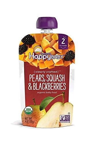 Organic Clearly Crafted Stage 2 Baby Food, Pears, Squash and Blackberries, 4 Ounce Pouch (Pack of 8)