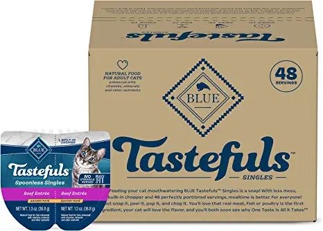 Tastefuls Spoonless Singles Adult Pate Wet Cat Food, Perfectly Portioned Cups in (24) 2.6-oz Twin-Pack Trays, 48 Servings