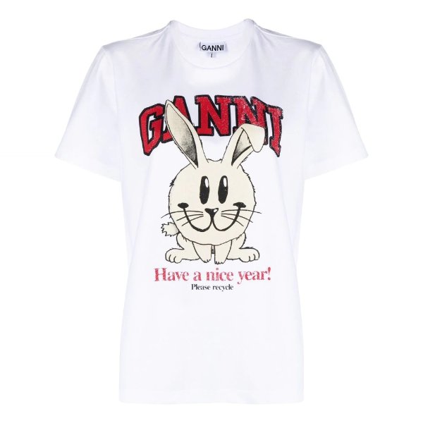 bunny-print organic cotton T-shirt