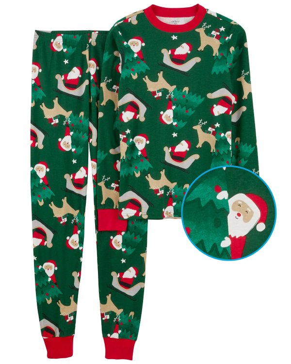 Adult 2-Piece Santa 100% Snug Fit Cotton PJs
