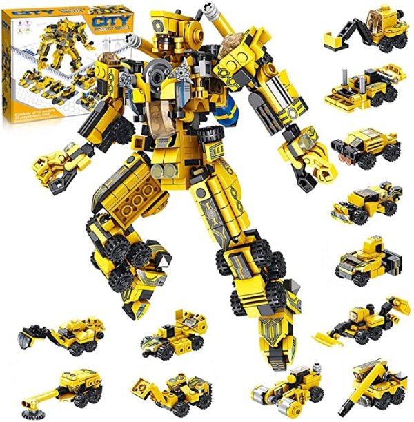 STEM Building Toys for Kids 25-in-1 Engineering Building Bricks Construction Vehicles Kit Transformers Robot Build Blocks Toys for Age 5 6 7 8 9 10 11 12 Year Old Boys Girls & Kids Best Gifts