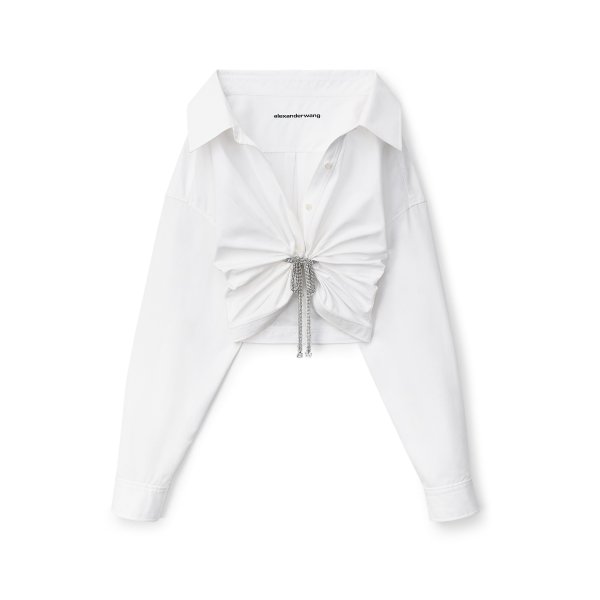 alexanderwang CROPPED BUTTON UP IN COTTON POPLIN #RequestCountryCode#