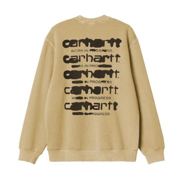 【24年春夏新品】carhartt卡哈特 男士浅褐色logo印花长袖圆领卫衣运动衫