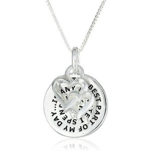 Sterling Silver "The Best Part of My Day" Reversible Charm Necklace, 18"