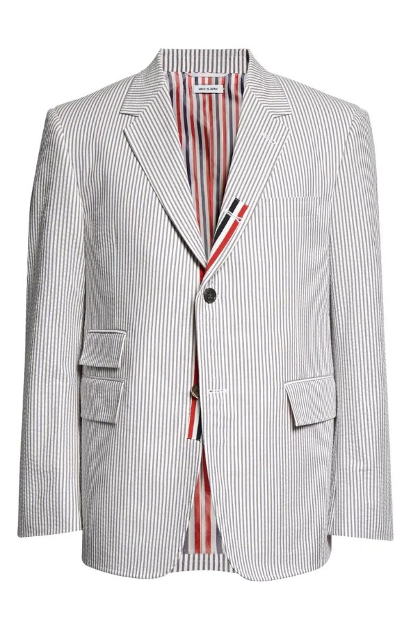 Stripe Cotton Seersucker Sport Coat