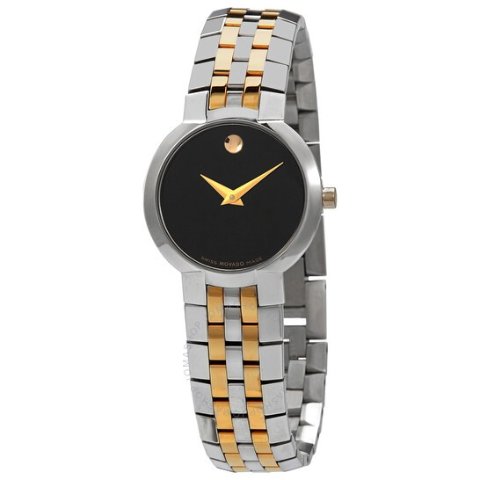 MovadoFaceto Black Dial Two-tone Ladies Watch 0606063