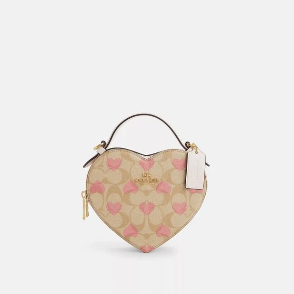 heart crossbody in signature canvas with heart print