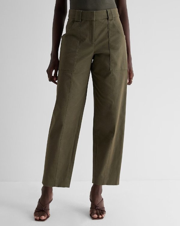 Super High Waisted Cropped Utility Trouser Pant