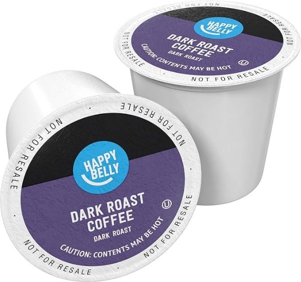 Amazon Brand - 100 Ct. Happy Belly Dark Roast Coffee Pods, Compatible with Keurig 2.0 K-Cup Brewers