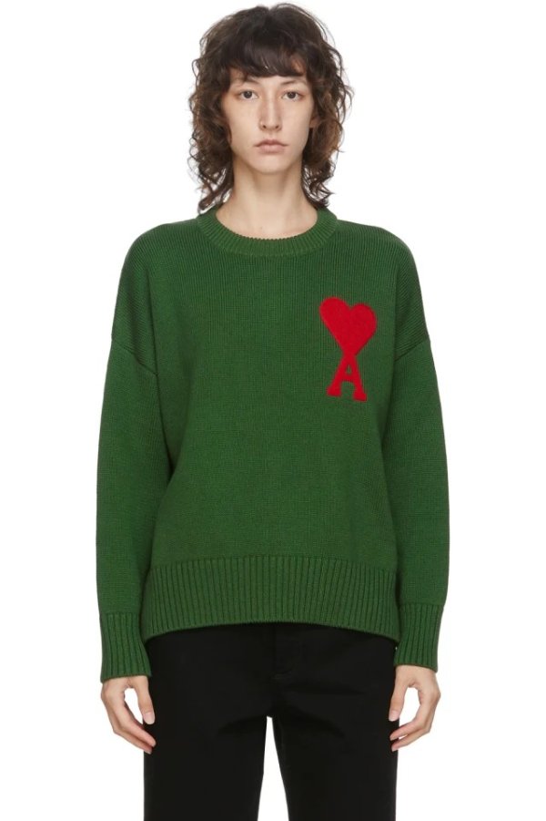 Green Ami De Coeur Crewneck Sweater