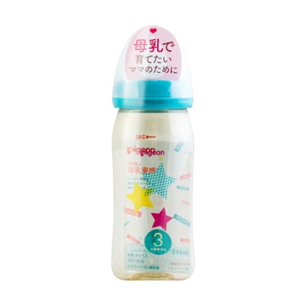 日本PIGEON贝亲 母乳实感宽口径PPSU奶瓶 #星星图案 240ml - 亚米网
