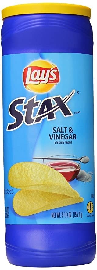 (4 Pack) Lay's Stax Salt & Vinegar Potato Crisps 5.5 oz