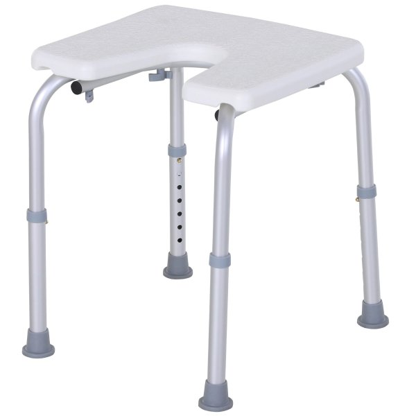 Homcom 7-Level Adjustable Aluminum Bath Stool Spa Shower Chair w/ Non-Slip Feet For The Pregnant Old Injured Height, Senior Health | Aosom
