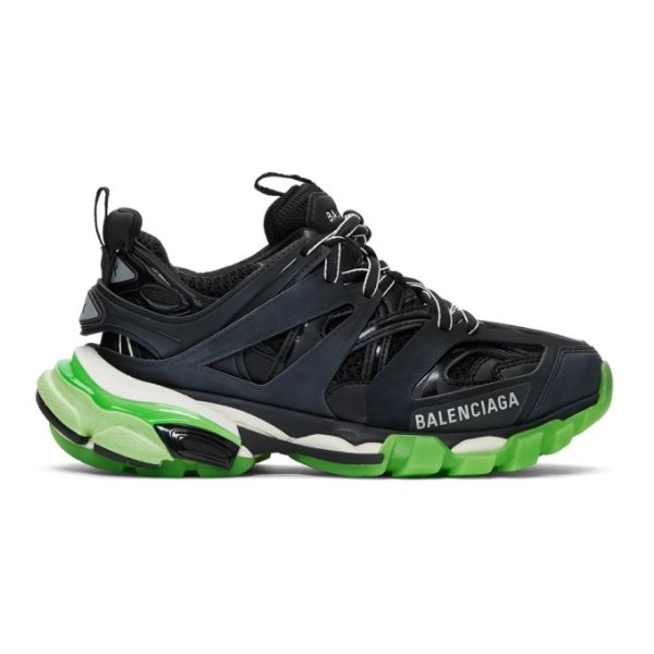 Black & Green Glow Track Sneakers