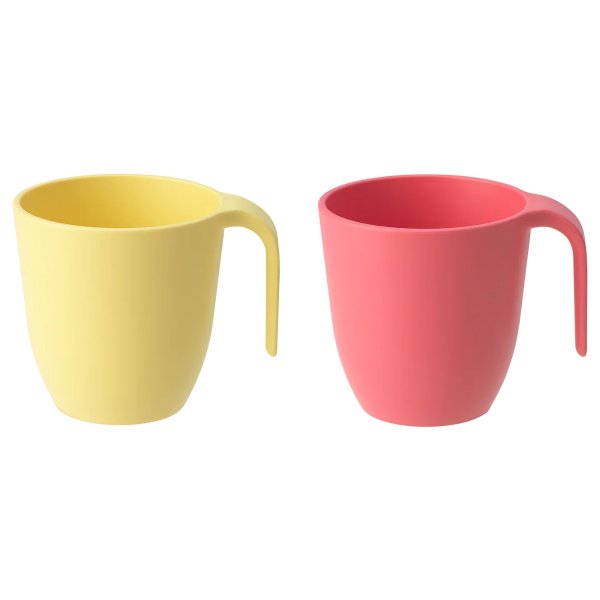 HEROISK Mug, light red, yellow, 8 oz - IKEA