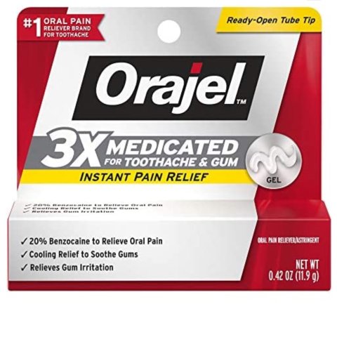 Orajel 3X for Toothache & Gum Pain: Maximum Gel Tube 0.42oz