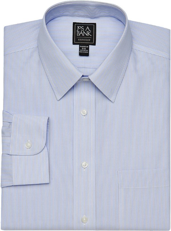 Traveler Collection Tailored Fit Point Collar Fine Stripe Dress Shirt CLEARANCE - All Clearance | Jos A Bank