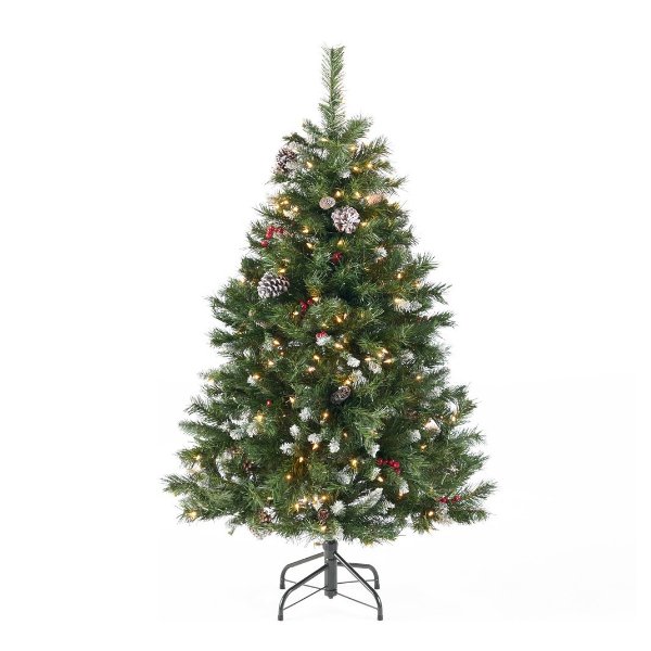 4.5' Mixed Spruce Artificial Christmas Tree, Green, Pre-Lit Clear