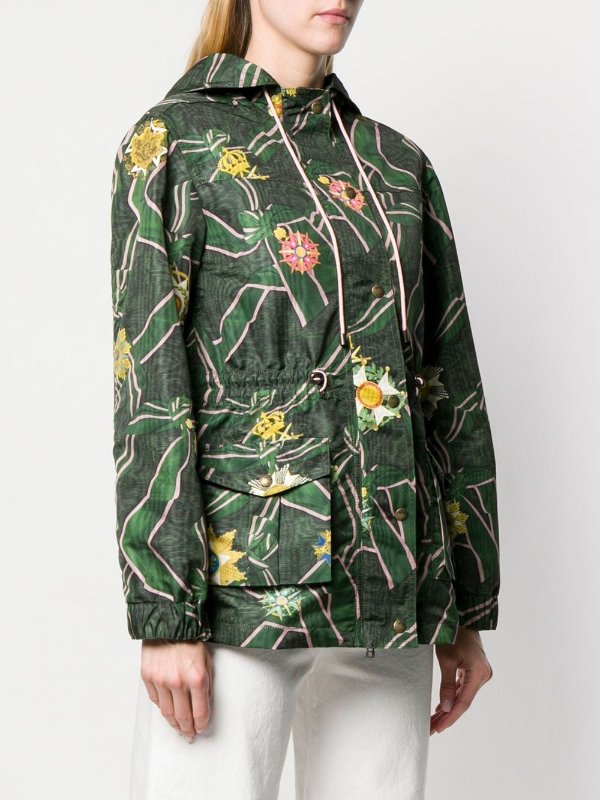 patterned rain jacket