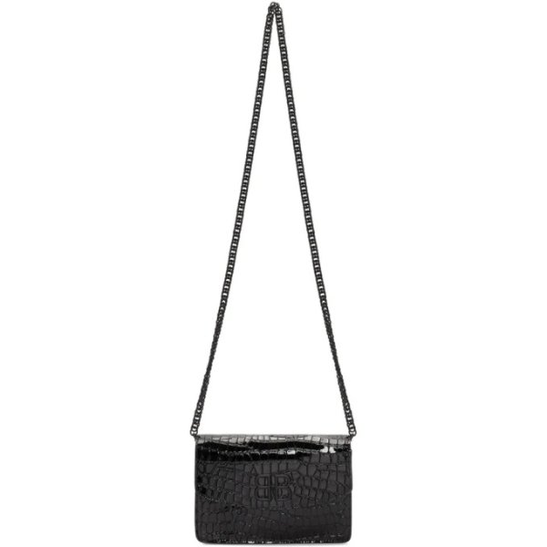 Black Patent Croc BB Wallet Chain Bag