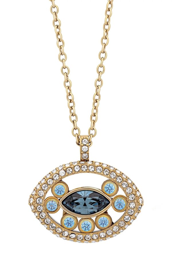 Admiration 23K Yellow Gold Plated Pave Swarovski Crystal Pendant Necklace