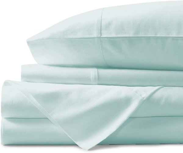 800 Thread Count 100% Egyptian Cotton Sheets, Sea Foam California King Sheets Set, Long Staple Cotton, Sateen Weave for Soft and Silky Feel, Fits Mattress Upto 18'' DEEP Pocket