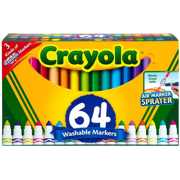 Washable Markers Set, Broad Line, Coloring Supplies, 64 Count