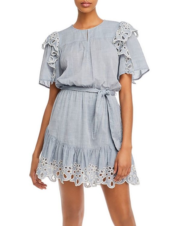 Safia Cotton Eyelet-Trim Mini Dress
