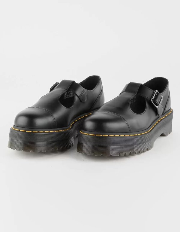 Bethan Womens Smooth Polished Leather Platform Mary Jane Shoes