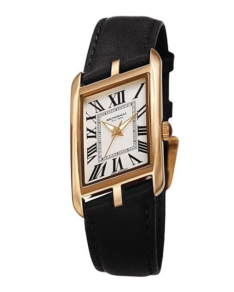 Sofia Asymmetric Watch w/ Leather Strap Black/Gold