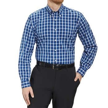 Signature Men’s Traditional Fit Dress Shirt, Grey/Blue Shadow Check