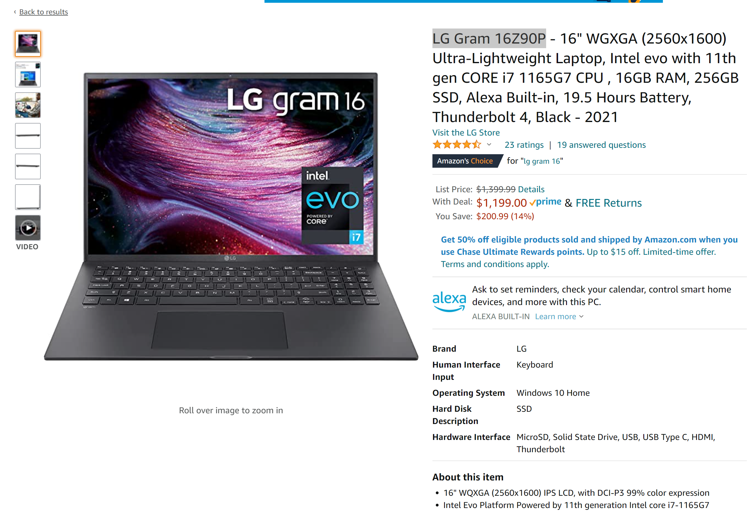 LG Gram 16Z90P 笔记本电脑