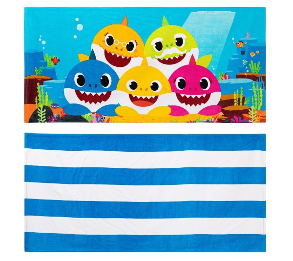 Kids 2-Piece Character and Stripe Cotton Beach Towel Bundle Set