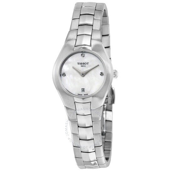 T-Round White Dial Diamond Ladies Watch T0960091111600