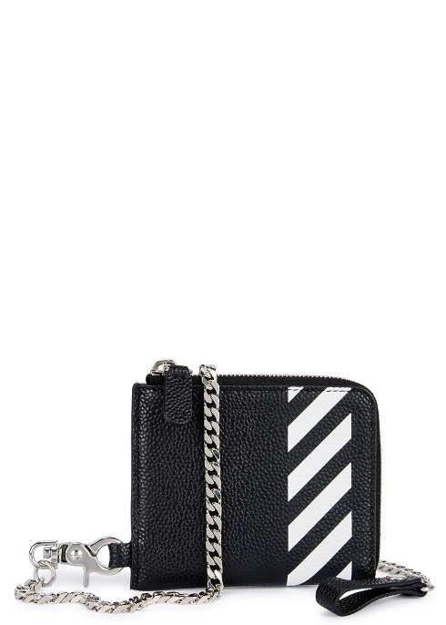 Diag black leather wallet-on-chain