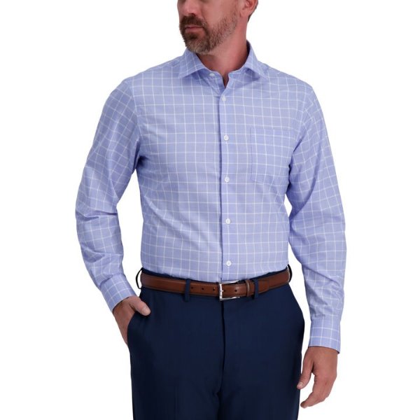 Blue Windowpane Premium Comfort Dress Shirt